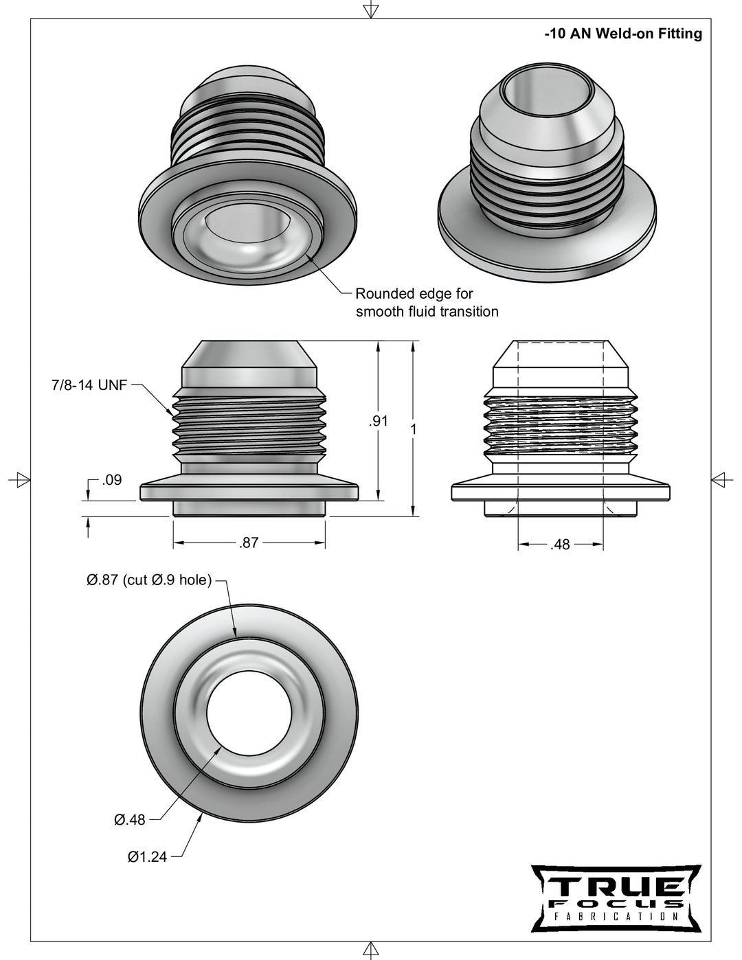 -10AN Aluminum Weld Fitting