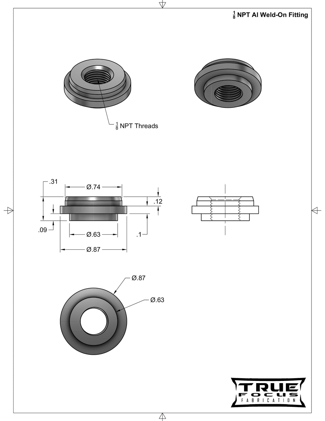 1/8" NPT Aluminum Weld Fitting