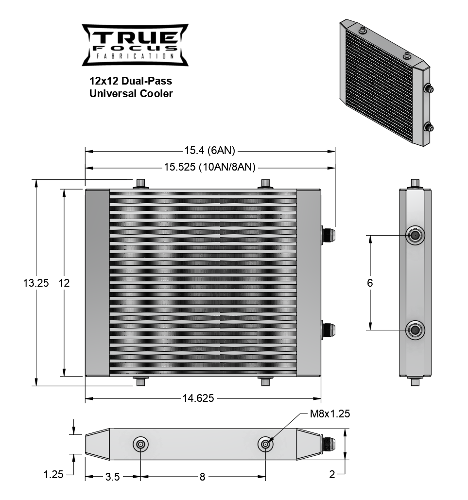 Universal Oil Cooler - Dual Pass – True Focus Fabrication