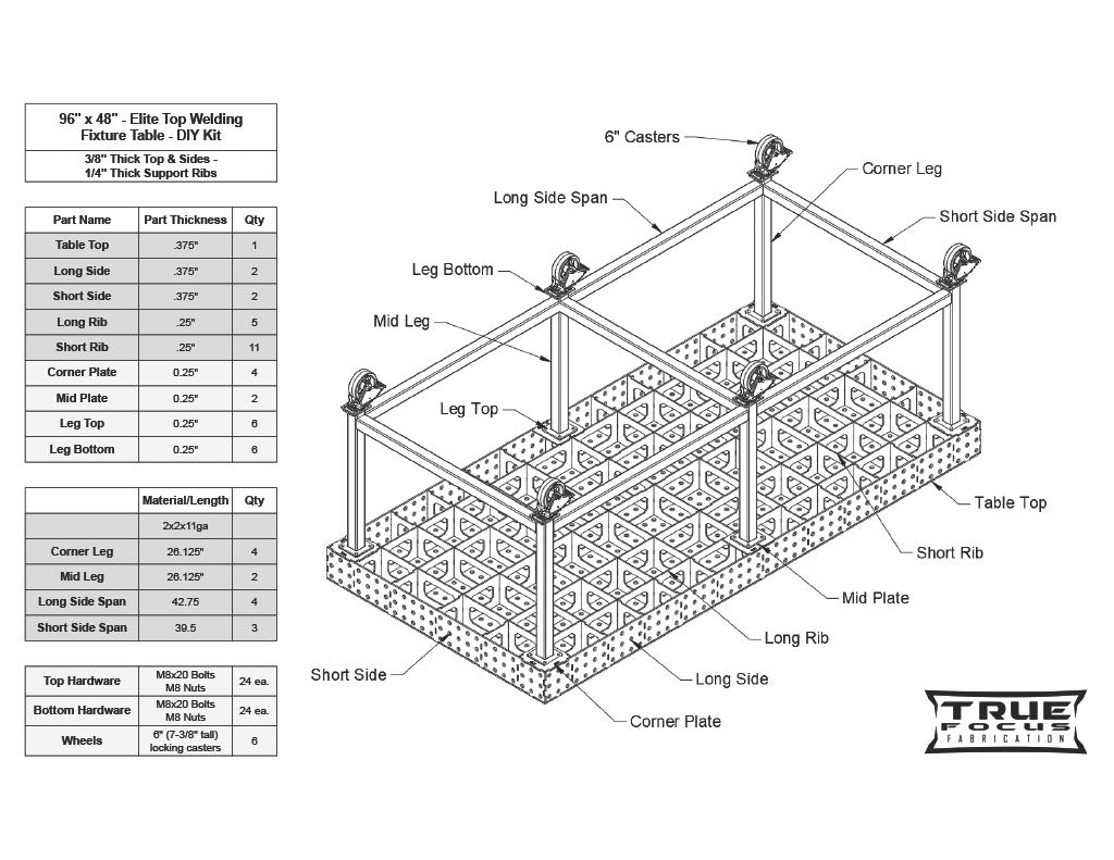 48" x 96" - Elite Top Welding Fixture Table - DIY Kit