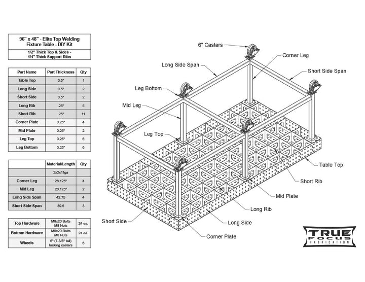 48" x 96" - Elite Top Welding Fixture Table - DIY Kit