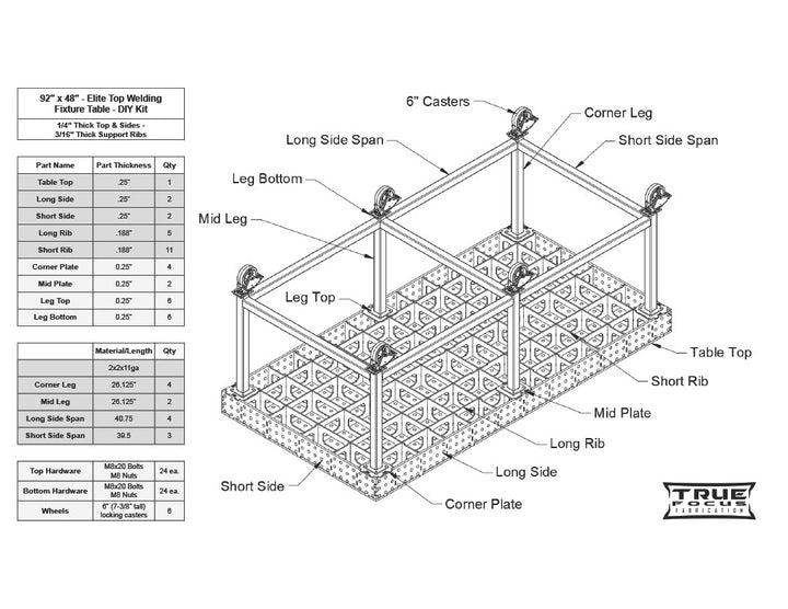 48" x 92" - Elite Top Welding Fixture Table - DIY Kit