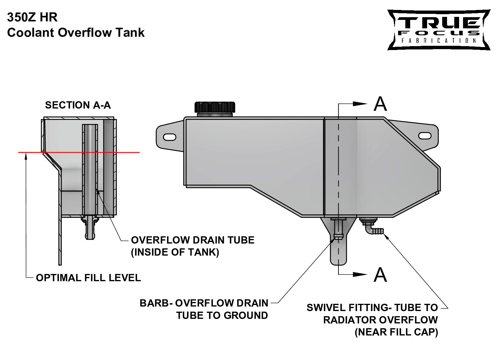 Nissan 350Z HR Coolant Overflow Tank – True Focus Fabrication