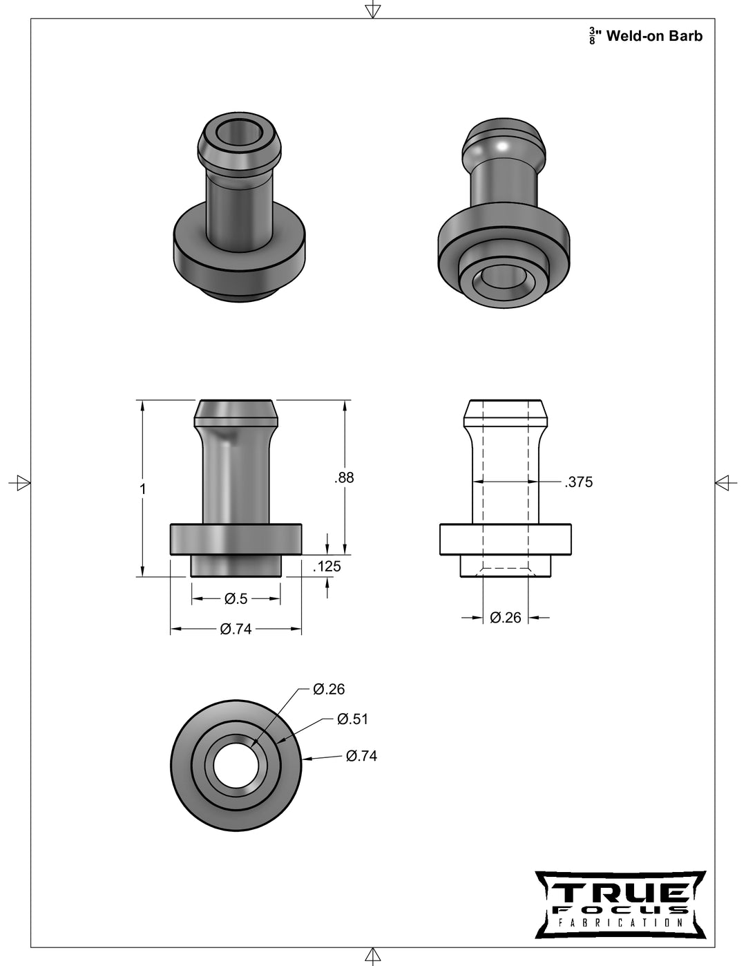 3/8" Barb Aluminum Weld Fitting