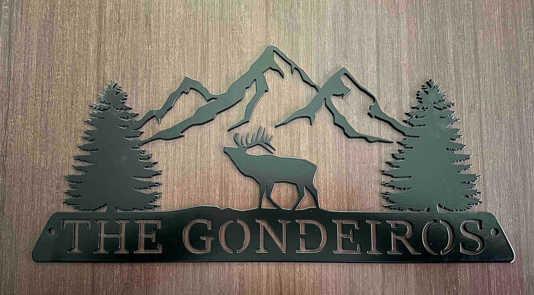 Elk and Mountains Sign